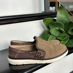 Ariat Women's Brown Slip-On Casual Shoe - Leopard Accent